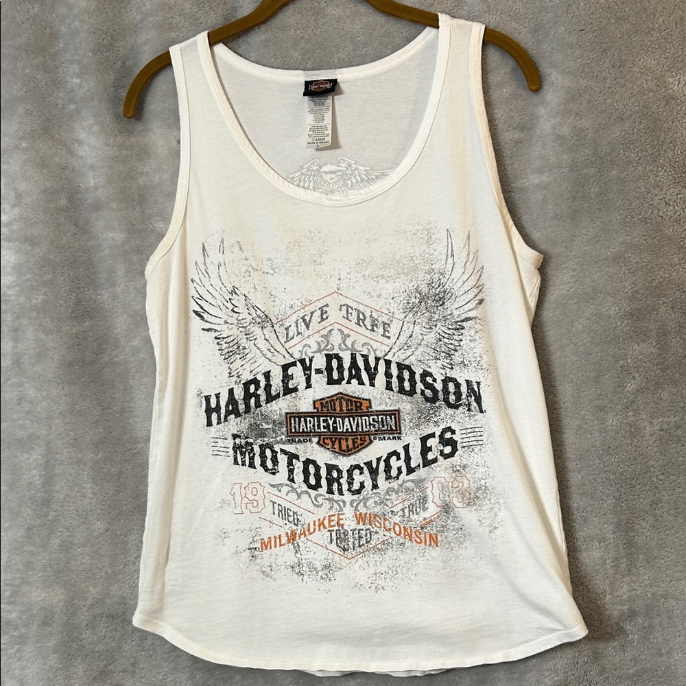 Harley-Davidson Cream Graphic Tank Top